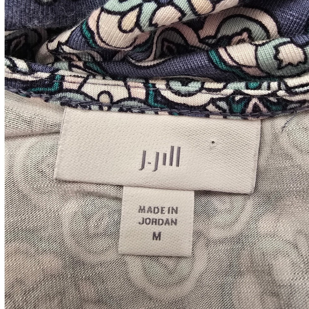 J.Jill Blue Floral Print Dress M Sleeveless Stretch Rayon Casual Boho Lagenlook - Picture 3 of 8